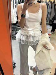 Hnewly Spring Summer New Style Lace Lace Splicing Sexy Neck Floral Strap Women's Tank Top