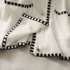 Hnewly Autumn Spliced Color Knitted 2 Piece Sets Women Elegant V-neck Single Breasted Cardigan And High Waist Wide Leg Pants Suit