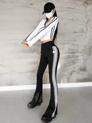 Hnewly High Waist Sweet Slim Hip Lifting Pants Female Spice Girls Tight Elastic Flare Pants Sports Trousers Fashion Women 8BL2