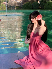 Hnewly Summer Beach Backless Midi Dress Women Casual Bodycon Dress Even Party Korean Fashion One Piece Dress Elegant Sleeveless