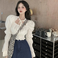 Hnewly Blouses Women Crops Tender New Arrival Pure Chic Prevalent Dating Spring Fall Leisure Preppy Style Holiday Fit Mujer Blusas
