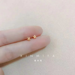 Lunivop Needles Gold Color Simple Small Butterfly Stud Earrings for Women Hypoallergenic Daily Wear Ear Girls Pierc Gifts