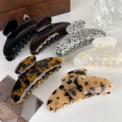 Hnewly Retro High Quality Acetate Hair Claw Large Barrettes For Women Elegant Hairpin Shark Clip Lady Leopard Hair Clips Headdress