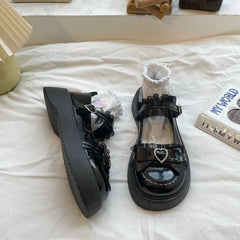 Hnewly New Fashion Buckle Women's Pumps Spring Autumn Mary Jane Round Toe Solid Butterfly Knot Platform Casual Ladies Shoes