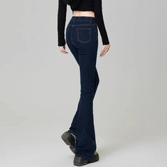 Hnewly Streetwear High Waist Bootcut Jeans for Women Retro American Slimming Flare Pants Woman Basic Elastic Denim Trousers Mujer