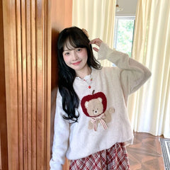 Hnewly Kawaii Sweaters Cartoon Women Harajuku Sweet Knitted Pullovers Autumn Winter Fashion Oversize Cute Aesthetics Sweaters