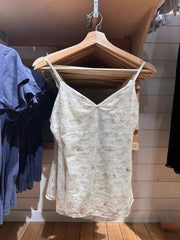 Hnewly Pink Floral Lace Embroidery Slim Tank Tops Woman Summer Folds V-neck Cotton Camisole Female Sweet Cute Mesh Crop Top New Vest
