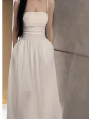 Lunivop Summer Fashion Elegant Backless Print Slip Dress Female Long Sexy Evening Party Vacation Pleated Dresses Chic Boho Vintage