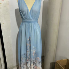 Lunivop New Fashion Party Dresses Deep V Neck Floral Printing Ruffle Sleeveless A Line Beach Dress High Waisted Summer Sexy Womens Dress