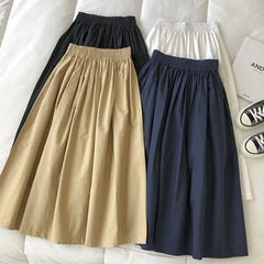 Hnewly Women Black skirt midi High waist korean style Pleated a line Vintage Clothing new Summer Casual Fashion Ladies Work Wear