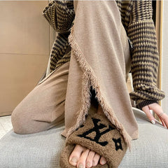 Hnewly Flare Pants Women Thicken Autumn Winter Keep Warm Elegant Joggers Korean Fashion Temper Casual Mopping Trousers Chic Womens