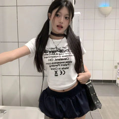 Hnewly Korean Style Sweet Mini Skirt Kawaii Black Low Waist Ruffle Short Skirts Gothic Sexy Harajuku Casual A-line Solid Skirt