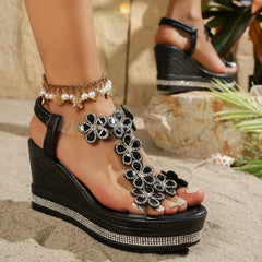 Hnewly Summer Round Toe Comfortable Anti Slip Elegant Casual Sandals Fashionable New Style Sexy Plus Size Wedge Heel Slippers Women
