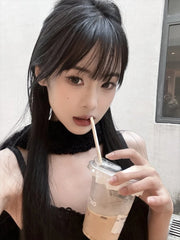 Hnewly Sexy Black 2 Piece Skirts Set Women Vintage Harajuku Patchwork Y2k Crop Top + Casual Streetwear Bodycon Skirt 2000s Vintage Suit