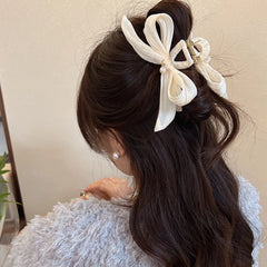 Hnewly New Vintage Black White Bow Hair Claw Clips Women Large Fashion Korean Bowknot Hairpins Crab Ponytails Hair Accessories Female