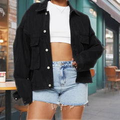 Hnewly Denim Jacket Women y2k Clothes Solid Color Turn-down Collar Single Breasted Long Sleeve Jeans Coat 2000s Streetwear