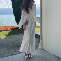 Hnewly Autumn New Fashion Style Long Sleeve Lace Cardigan Set Long Skirt Women's Wear