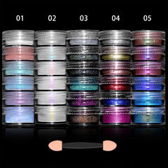 Hnewly 6Box/set Glitter Mirror Dust Nail Powder Chameleon Aurora Metallic Effect Pigments Laser For UV Gel Nail DIY Manicure Decoration