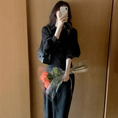 Hnewly Vintage Evening Shirt Dresses For Women Party Fashion High Waist Korean Lace Up Long Woman Dress Elegant Autumn Vestidos