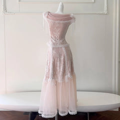 Hnewly Women's Two Piece Set Lace Patchwork Ear Fungus Edge Design Top+ High Waist Skirt Female Sets New Tide