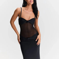 Hnewly Sexy See-through Dress Women Slim Strapless Backless Hip Package Female Dresses Spring Summer Lady Vestidos