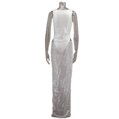 Hnewly Maternity Sequin Two Piece Sleeveless Sparkly Pregnancy Photoshoot Maxi Dress Elegant Maternity Photography Gown for Pregnant