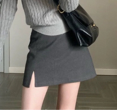 Hnewly A-line Skirts Women Slit Hotsweet Korean Style High Waist Office Lady Elegant Spring Fashion Mini Casual Chic Simple All-match