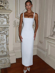 Hnewly Pearl-Decorated Dress Women Sexy Solid Slim Slit Patchwork Spaghetti Strap Elegant Midnight Clubwear Party Vestidos