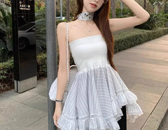 Hnewly Design sense Patchwork Irregular strapless Tank Top Women's Summer Niche Fashion Style Collection Sleeveless Top