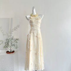 Hnewly Fashion Patchwork Slim Dress Women's Round Neck Sleeveless Casual A Line Dresses 2025 Summer New Tide