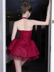 Hnewly Cutenew Sexy Noble Dress +Mesh Puffy Skirt Women Jacquard Bow Sequin Sleeveless Halter Backless Stretch Birthday Party Suits