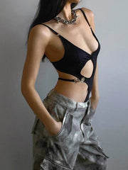 Hnewly Hollow Out Sexy Bodysuits Women Clubwear Black Chic Body Tops Y2K Streetwear Overalls Female Fashion Playsuits Mujer