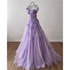 Hnewly Charming Sweetheart Neck Spaghetti Strap Appliques Formal Evening Dresses Tulle Sweep Train A-line Party Prom Gowns