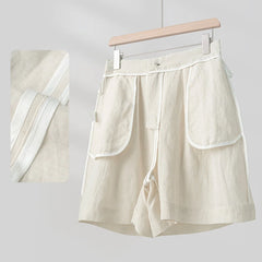 Hnewly Women's Linen Shorts Y2K, Single Button Zipper Fly Multi Pocket Mini Shorts, Home Leisure Commute Daily Summer Shorts