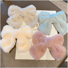Hnewly cute winter outfits Autumn/Winter Large Plush Hairbows Girls Hair Accessori Women Fashion Soft Warm Bowknot Hair Clips Hairpin Pretty Accessories