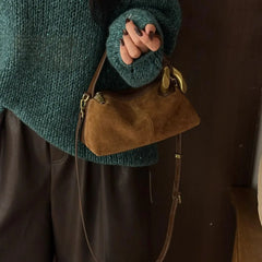 Hnewly Fashion Shoulder Bag for Women Frosted Leather Boston Pillow Bag Versatile Casual Soft Leather Crossbody Handbag