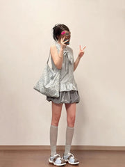 Hnewly Summer New Elegant Striped Halter Sleeveless Shirts Women+ Y2k Fashion High Waist Floral Bud Skirts Two Piece Sets