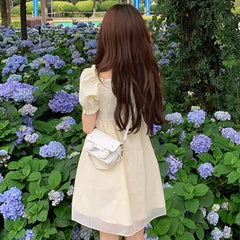 Hnewly Mesh Dresses Women Patchwork Princess Fairycore Aesthetic Korean Style Temperament Kawaii Summer Empire New Casual A-line Chic