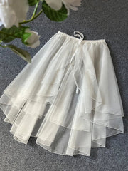 Lunivop Sweet Lolita Asymmetrical Sheer Mesh Cover Up Curtain OP JSK Skirt Women Japanese Kawaii Elegant Double Layered Party Skirts
