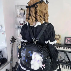 Hnewly Lolita Aesthetic Candy Ita Bag Women Sweet Cute Transparent Shoulder Bag Ladies Petite Refined Multifunctional Backpack