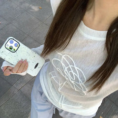 Hnewly Spicy Girl Sunscreen Cover Shirt Long Sleeve T-shirt Women's Slimming Look Thin Versatile Outerwear Top