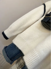 Hnewly Soft Color Block Sweater Women Autumn Winter Loose Lazy Style Knit Pullover Female Casual Long Sleeved O-neck Versatile Top