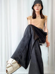 Hnewly New 2024 Spring Summer Wide Leg Loose Pants For Women Black Or White Color Chinese Style High Waist Jacquard Trousers Women