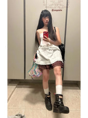 Hnewly Vacation Style Star Print Camisole Dresses Ruched Slimfit Lace Up Mesh Dress for Women New Sleeveless Vestidos De Mujer