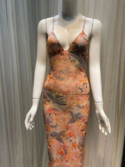 Hnewly Fashion Women Dress Sleeveless V Neck Backless Butterfly Female Summer Beach Vacation Party Dresses New Tide