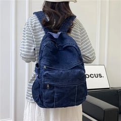 Hnewly Denim Vintage Backpack Women Shoulder Bag Large Capacity Jeans School Bag Female Daily Backpack Simple Laptop Backpack
