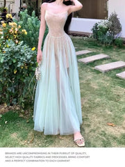 Hnewly Summer Lace Mesh Elegant Spliced Sling Dresses For Woman 2025 Sexy Zipper New Fashion Evening Party Prom Long Dress 2025 Vestido