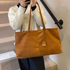 Lunivop Large Capacity Faux Suede Shoulder Bags Solid Simple Big Handbags Women Elegant Retro Female Bags New In Casual Totes