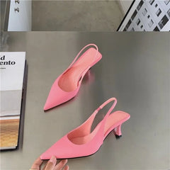 Hnewly Design Pointed Toe Women Sandals New Arrivals Black White Summer Dress Shoes Thin High Heels Elastic Band Ladies Party Mule