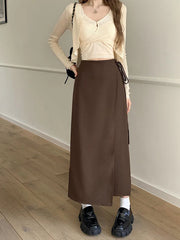 Hnewly 3Colors S-XL Irregular Long Skirt Women Summer Ankle Length Casual High Waist Pencil Long Skirts Female